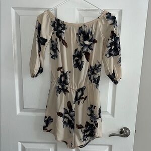 Blue Blush Off The Shoulder Floral Romper Small